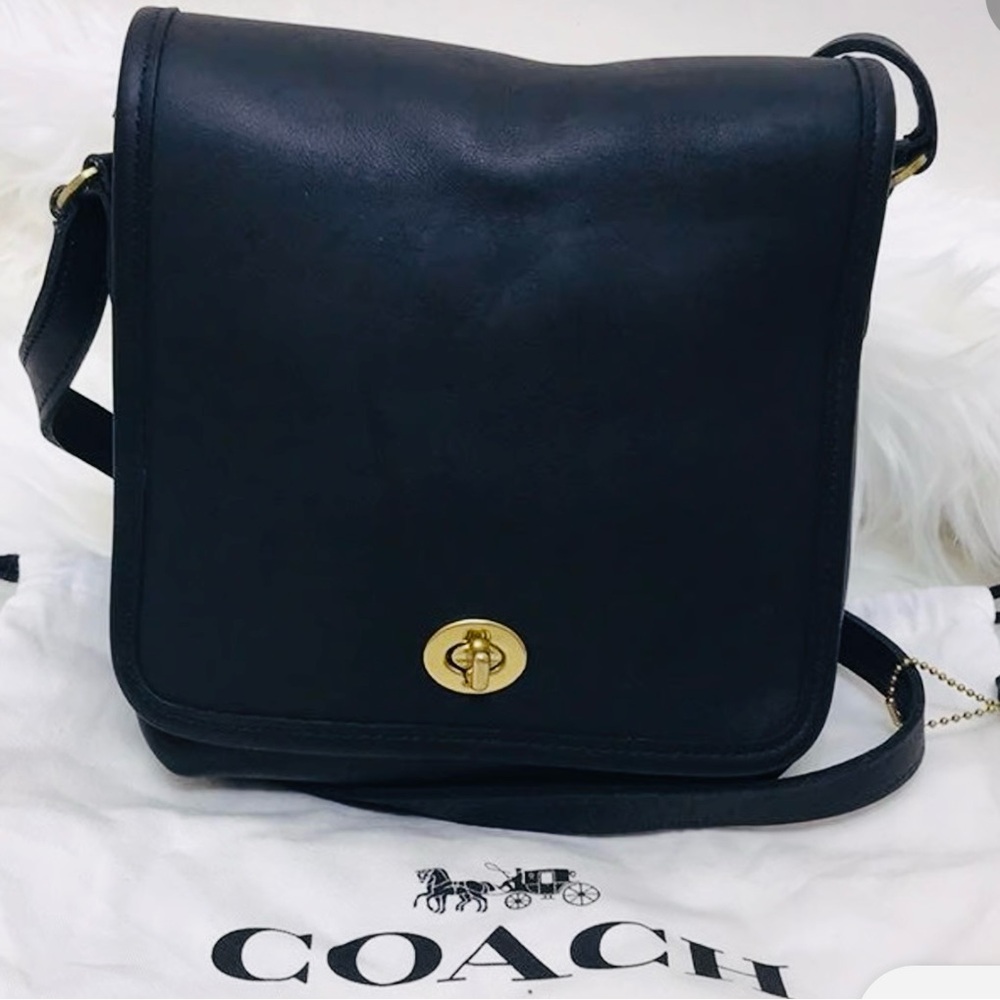 Coach Black Leather Crossbody Bag with Gold Accents - Picture 3 of 13